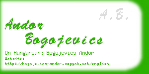 andor bogojevics business card